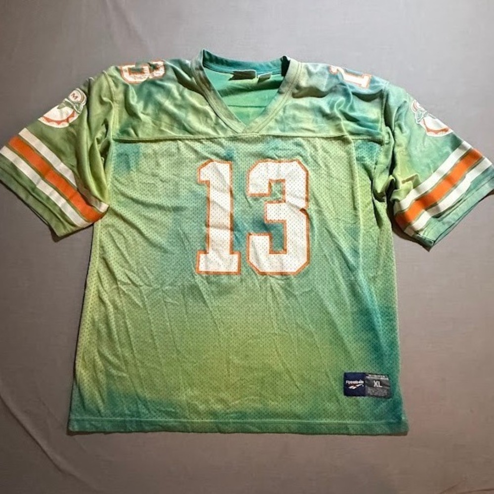 Reebok XL #13 Miami Dolphins NFL Football Jersey Green Faded Rare XL